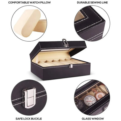 Watch Display Case – PU Leather Wrist Watch Organizer Box