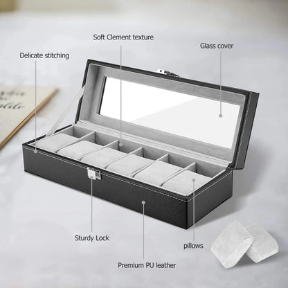 Watch Display Case – PU Leather Wrist Watch Organizer Box