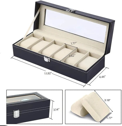 Watch Display Case – PU Leather Wrist Watch Organizer Box