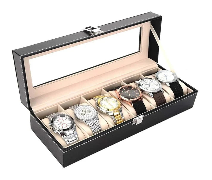 Watch Display Case – PU Leather Wrist Watch Organizer Box