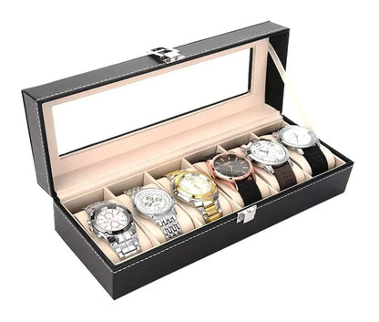 Watch Display Case – PU Leather Wrist Watch Organizer Box