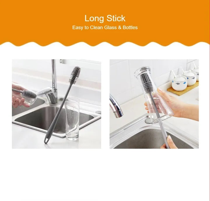 Long Handle Silicone Bottle Brush – Baby Bottle Cleaning Tool