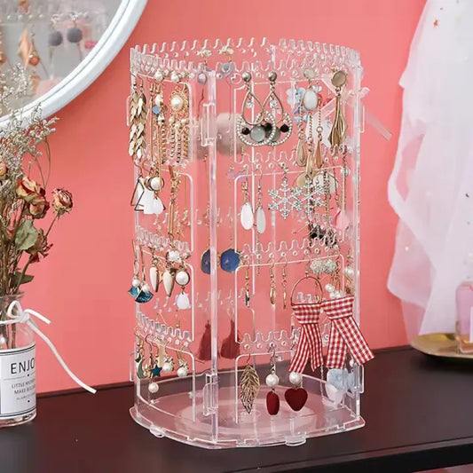 360° Rotating Jewelry Display Rack – 4 Tier Large Capacity Storage Box