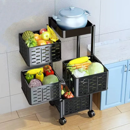 4/5 Tier Kitchen Organizer – Rolling Storage Rack with Wheels