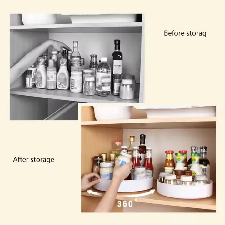Rotating Storage Tray – 360° Non‑Slip Kitchen Organizer