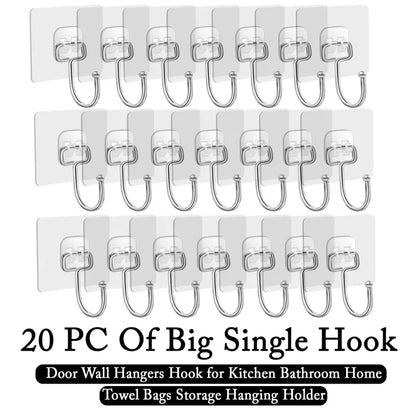 Heavy Duty Self‑Adhesive Wall Hooks – Punch‑Free Hanging Hooks for Kitchen, Bathroom, Towels & Bags