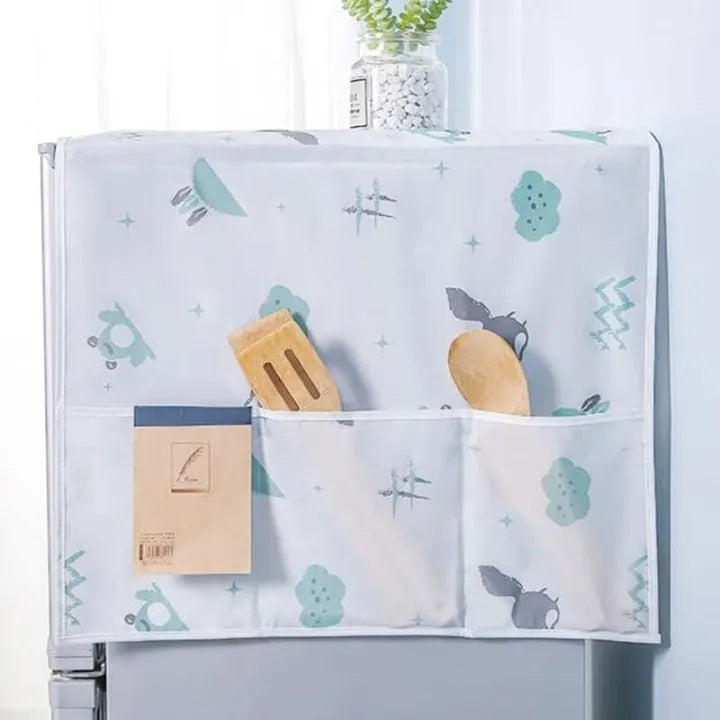Fridge Top Cover – Dustproof Organizer with Side Pockets