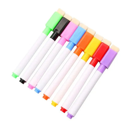 5 Pcs Whiteboard Marker with Duster – Black Ink Dry Erase Markers for Kids, School & Office