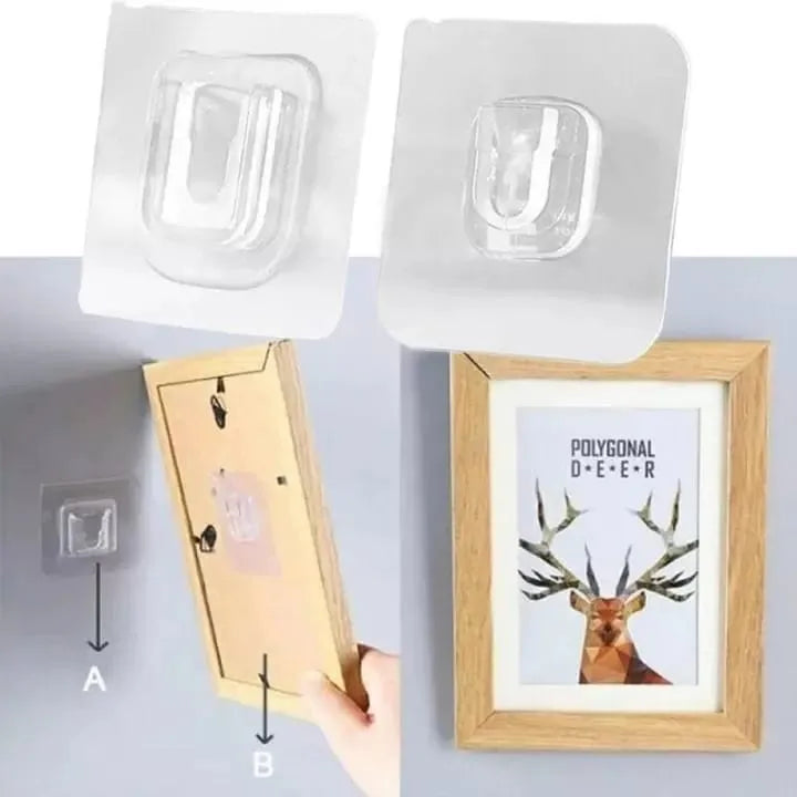 4 Pair Sticky Hooks – Waterproof Wall & Ceiling Hook Set