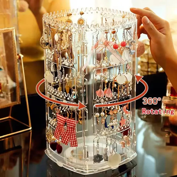 360° Rotating Jewelry Display Rack – 4 Tier Large Capacity Storage Box