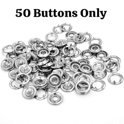 50Pcs 9.5mm Metal Snap Buttons – DIY Sewing Fasteners for Clothes, Jackets & Craft Projects