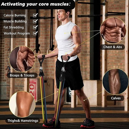 11-Piece Resistance Bands Set – Fitness Exercise Bands with Handles, Door Anchor & Carry Bag