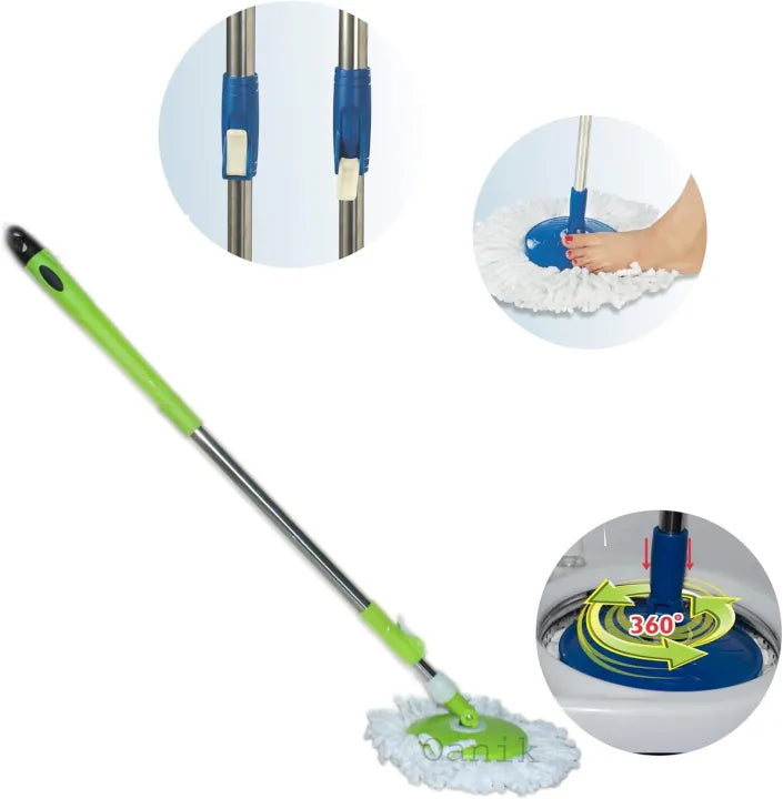 Universal 360° Stainless Steel Spin Mop Stick – Rod with Microfiber Head