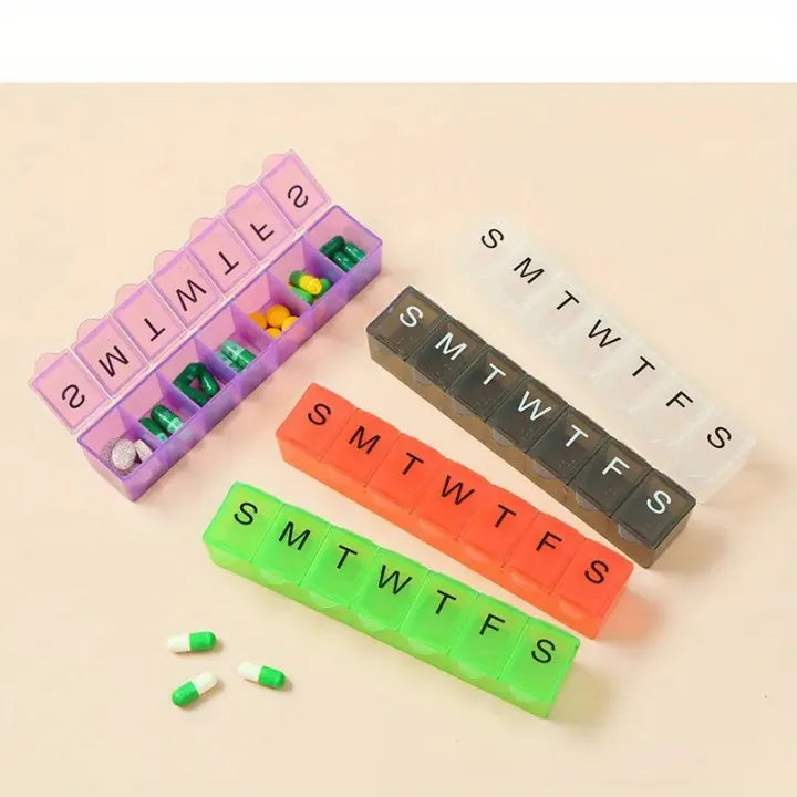 7-Day Weekly Pill Organizer Box | Portable Medicine Storage Case