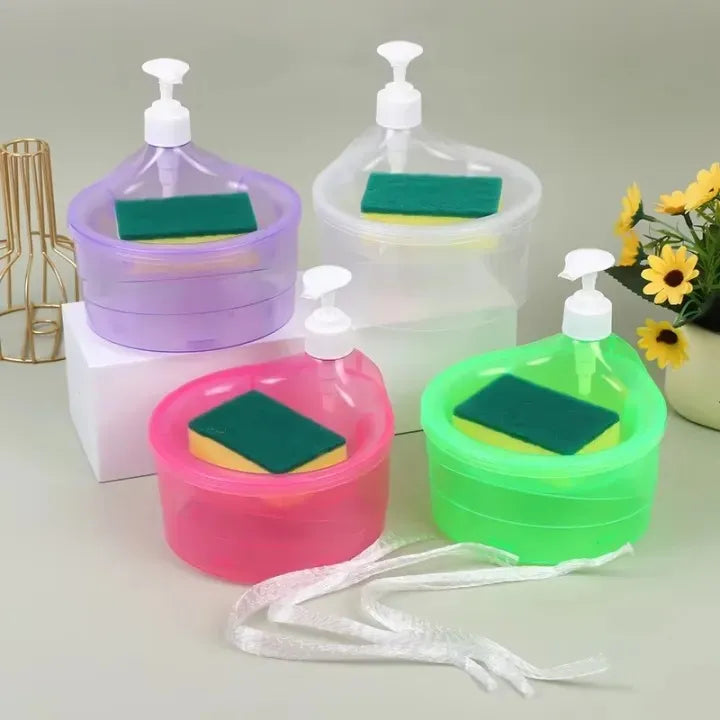 2-in-1 Kitchen Sink Organizer with Soap Dispenser 🧽 – Sponge Holder & Liquid Soap Pump Bottle