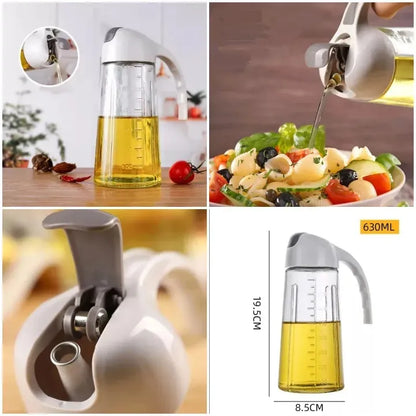 600ml Leakproof Glass Oil Dispenser – Gravity Lid