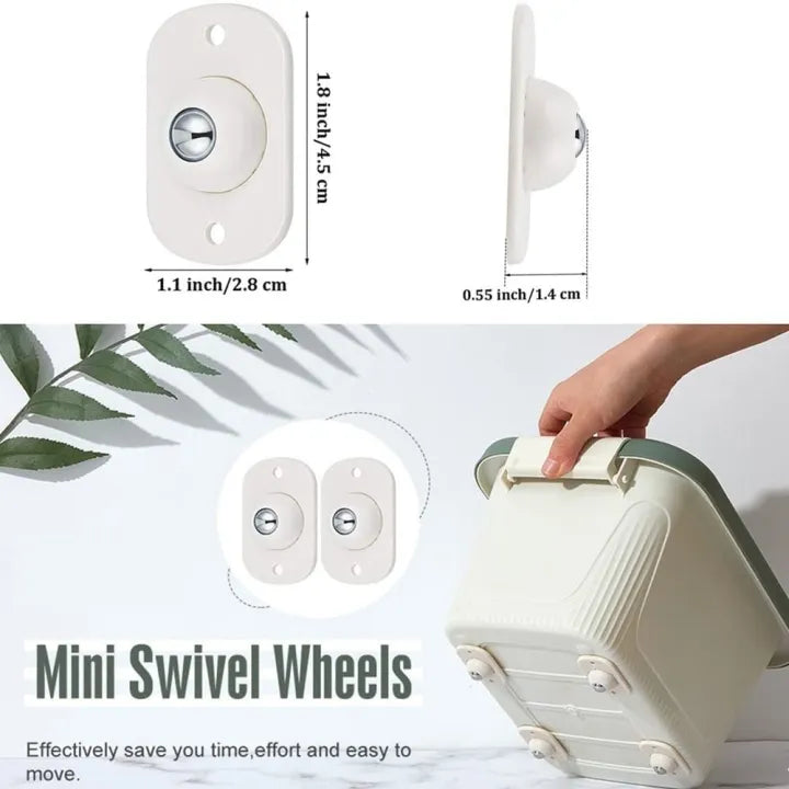 Mini 360° Swivel Caster Wheels – Adhesive Furniture Rollers (4PCS)