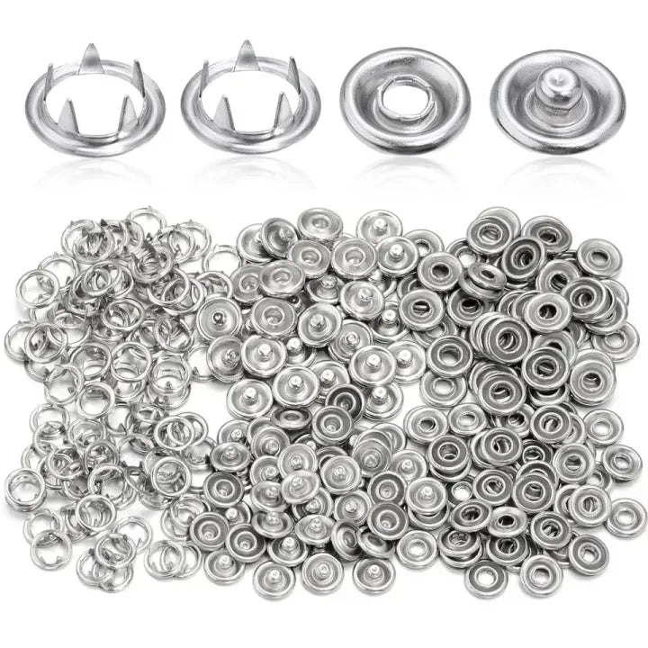 50Pcs 9.5mm Metal Snap Buttons – DIY Sewing Fasteners for Clothes, Jackets & Craft Projects