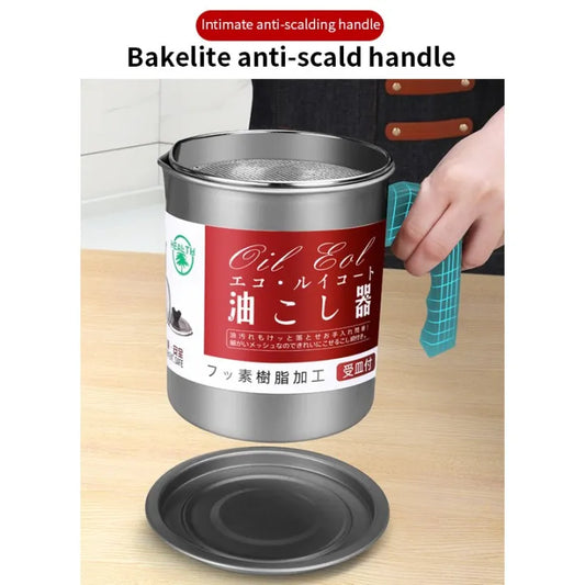 Stainless Steel Oil Filter Pot – Professional Grease Strainer & Storage