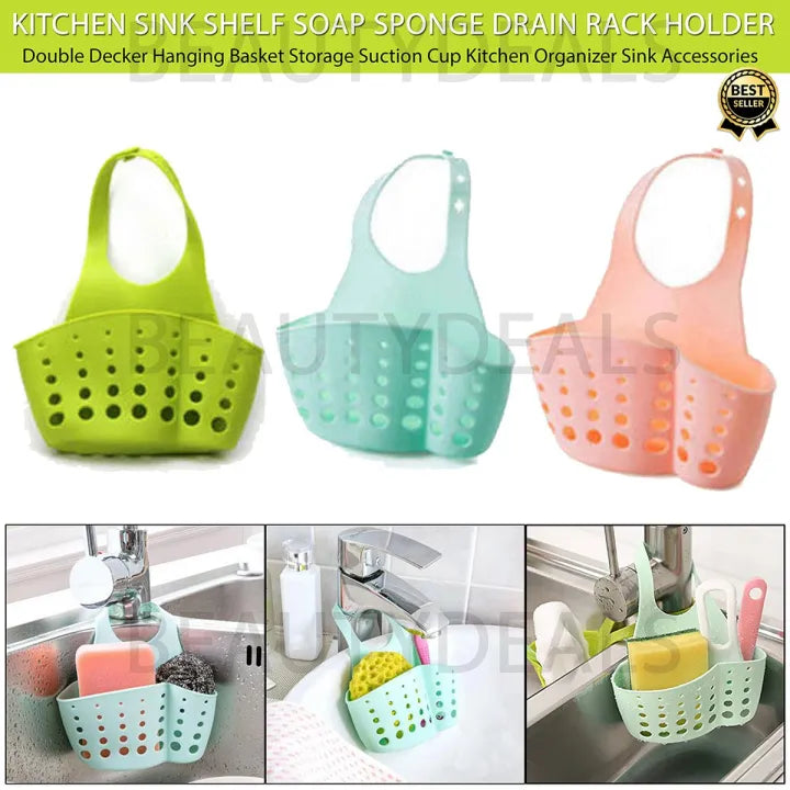 Kitchen Sink Drain Basket Holder – Hanging Sponge & Soap Storage Organizer Rack