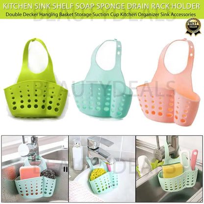 Kitchen Sink Drain Basket Holder – Hanging Sponge & Soap Storage Organizer Rack