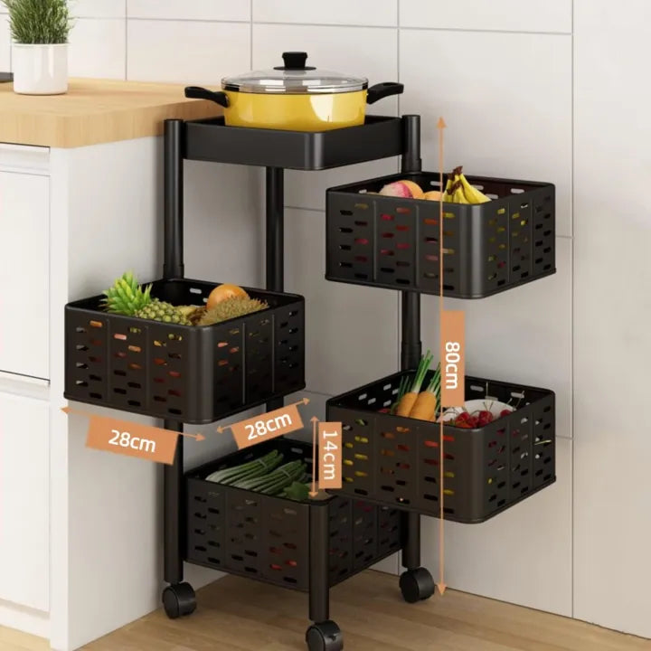 4/5 Tier Kitchen Organizer – Rolling Storage Rack with Wheels