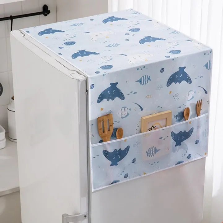 Fridge Top Cover – Dustproof Organizer with Side Pockets