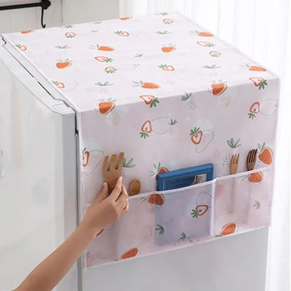 Fridge Top Cover – Dustproof Organizer with Side Pockets