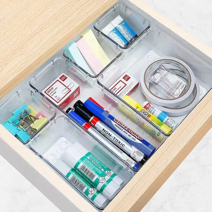 Clear Acrylic Drawer Organizer Set – Multipurpose Storage Trays for Makeup, Bathroom, Kitchen & Office
