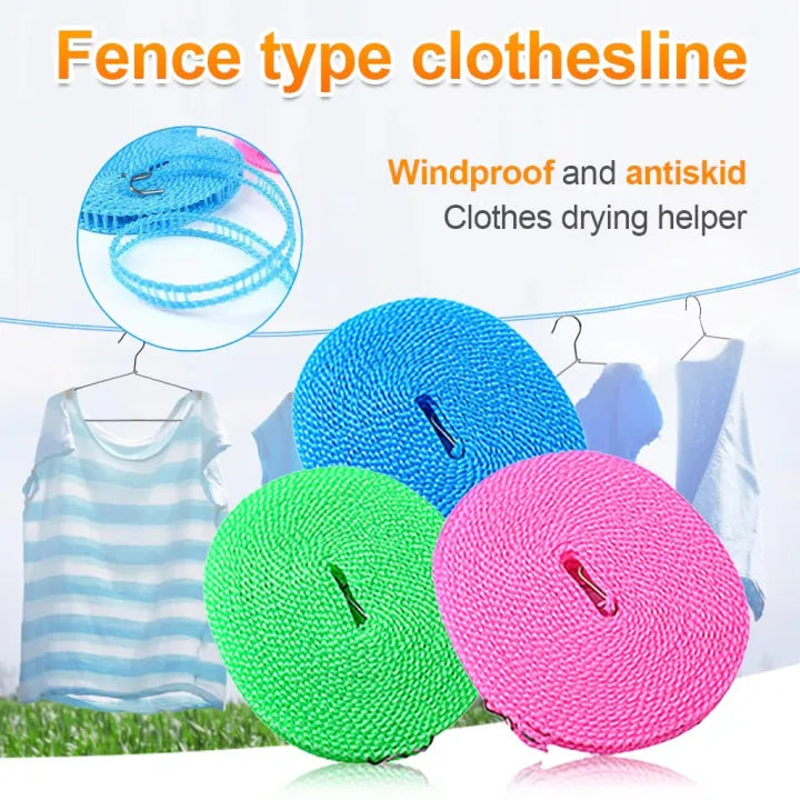 Heavy-Duty 5-Meter Plastic Clothesline – Windproof & Portable Hanging Rope