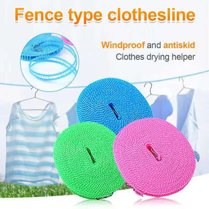 Heavy-Duty 5-Meter Plastic Clothesline – Windproof & Portable Hanging Rope