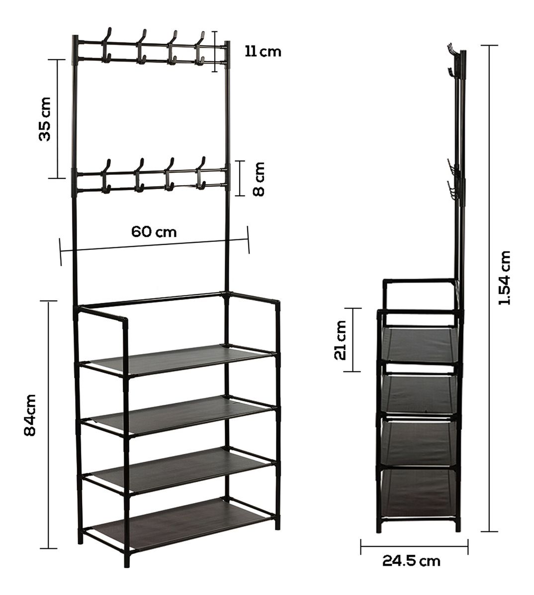 Coat & Shoe Rack with Dustproof Storage – Multi-Layer Organizer with Hanging Hooks