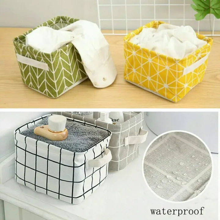 Foldable Storage Basket | Waterproof Fabric Organizer Bin with Handles