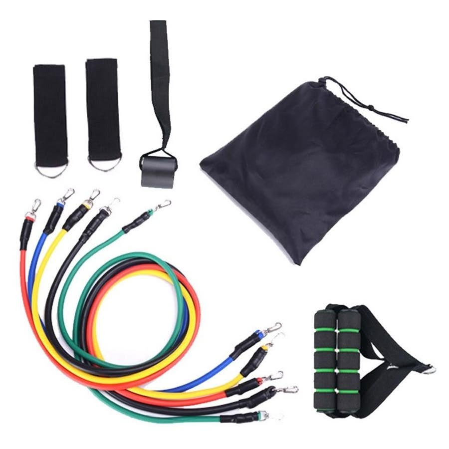11-Piece Resistance Bands Set – Fitness Exercise Bands with Handles, Door Anchor & Carry Bag