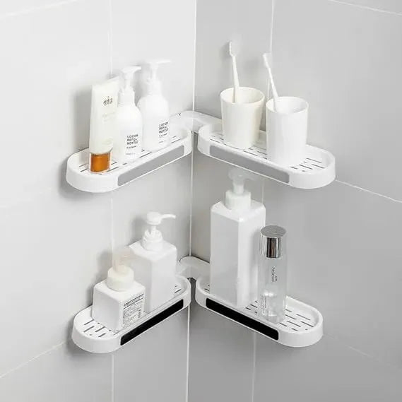180° Rotating Punch-free Bathroom Rack – Wall-Mounted Space Saver