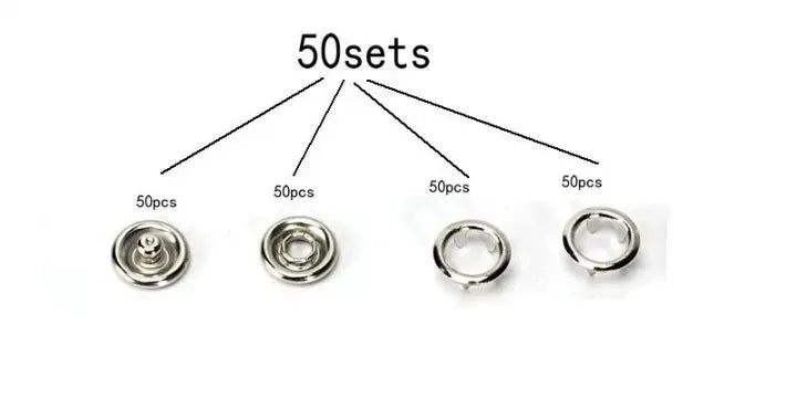 50Pcs 9.5mm Metal Snap Buttons – DIY Sewing Fasteners for Clothes, Jackets & Craft Projects