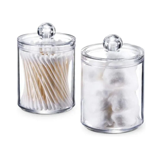 1pc Storage Box Cotton Swab Cosmetic Cotton Storage Box Round Acrylic Lid