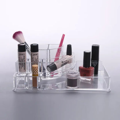 Multi-Grid Acrylic Makeup Organizer – Transparent Cosmetic Storage Box