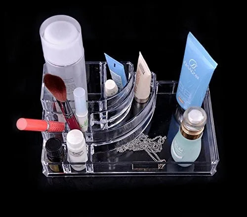 Multi-Grid Acrylic Makeup Organizer – Transparent Cosmetic Storage Box