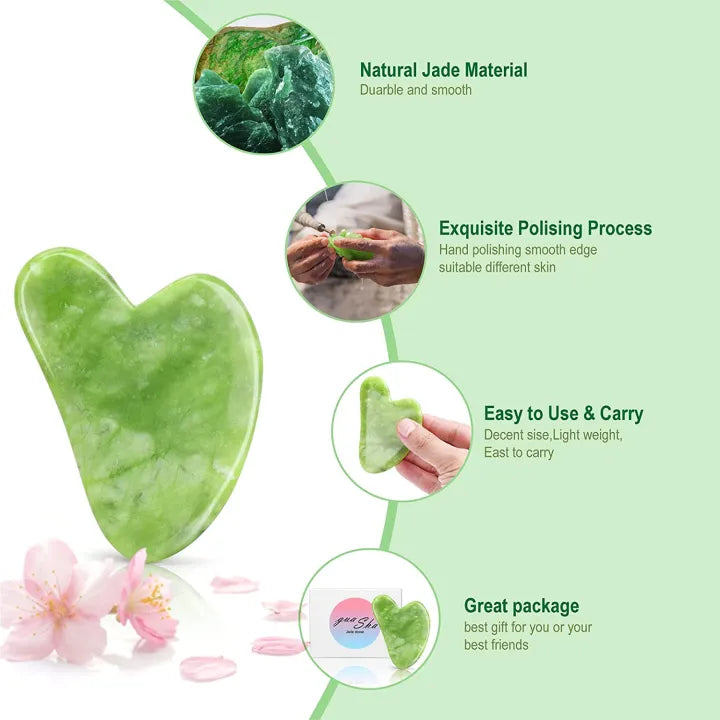 Heart Shape Jade Gua Sha – Facial Massage & Skin Tightening Tool
