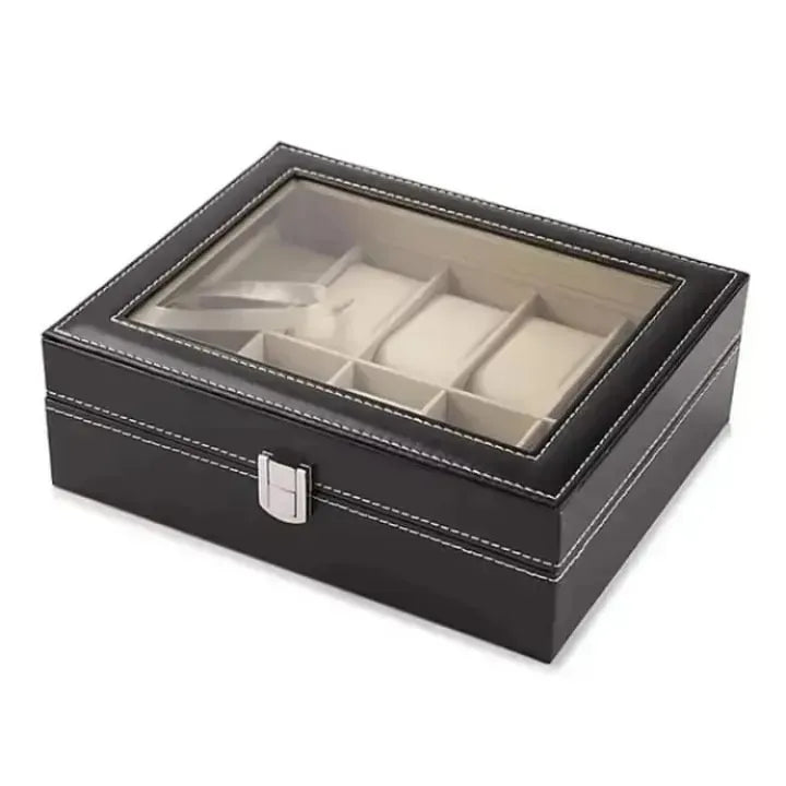 Watch Display Case – PU Leather Wrist Watch Organizer Box