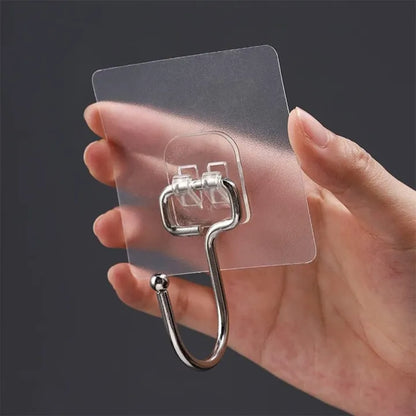 Heavy Duty Self‑Adhesive Wall Hooks – Punch‑Free Hanging Hooks for Kitchen, Bathroom, Towels & Bags