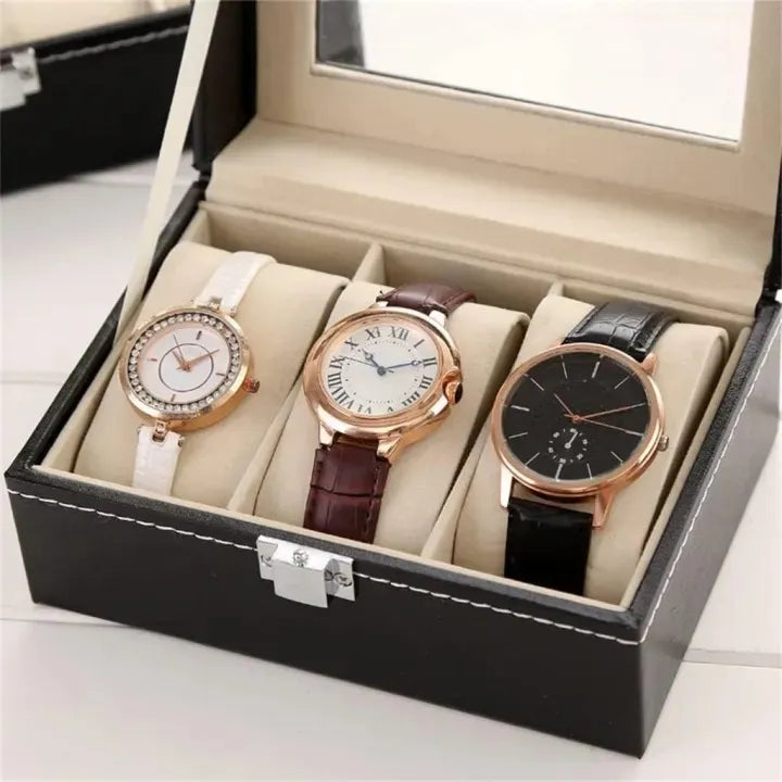 Watch Display Case – PU Leather Wrist Watch Organizer Box