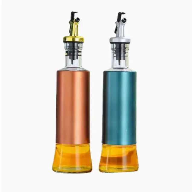 Premium Transparent Glass Oil Storage Bottle with Stainless Steel Pourer – Kitchen Cooking & Seasoning Dispenser