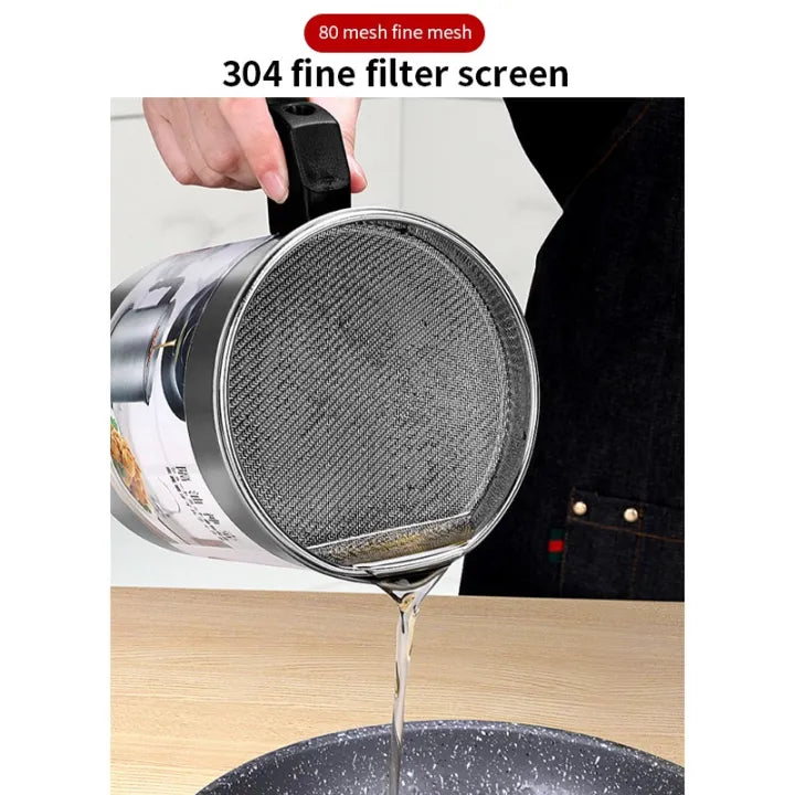 Stainless Steel Oil Filter Pot – Professional Grease Strainer & Storage