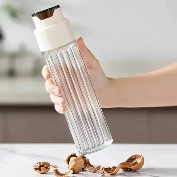 500ml Premium Glass Oil Dispenser – Automatic Gravity-Lever Lid