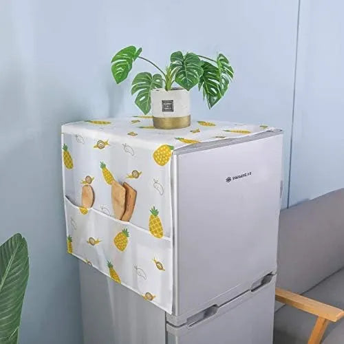 Fridge Top Cover – Dustproof Organizer with Side Pockets