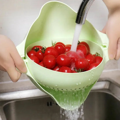 2‑in‑1 Strainer Bowl – Kitchen Fruit & Veg Washing Basket