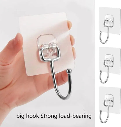 Heavy Duty Self‑Adhesive Wall Hooks – Punch‑Free Hanging Hooks for Kitchen, Bathroom, Towels & Bags
