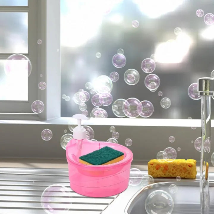 2-in-1 Kitchen Sink Organizer with Soap Dispenser 🧽 – Sponge Holder & Liquid Soap Pump Bottle